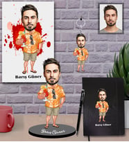 Kişiye Özel Erkek Karikatürlü 5 li Hediye Seti Model-10