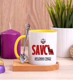 Savcı Ahşap Altlıklı Sarı Kupa Bardak
