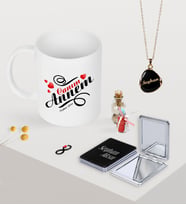 BK Gift Kişiye Özel Canım Annem Kupa Ayna ve Siyah Mineli Kolye Seti-14 (Model 1)