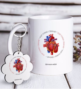 BK Gift Kişiye Özel Mesleki Kalp Damar Cerrahi Beyaz Kupa ve Anahtarlık Hediye Seti-5 (Model 1)