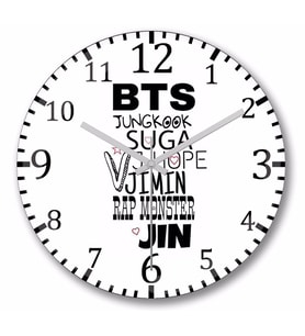 Bts Duvar Saati Bombeli Gercek Cam