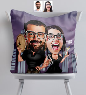 BK Gift Kişiye Özel Sevgililer Karikatürlü  Yastık  18