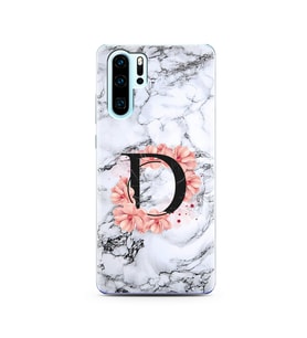 Mermer Çiçekli Harf Tasarım Süper Şeffaf Silikon Telefon Kılıfı Huawei P30 Pro D