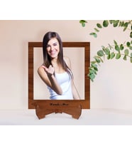 BK Gift Kişiye Özel Fotoğraflı Ahşap Standlı 3D Biblo-1 (Beyaz)