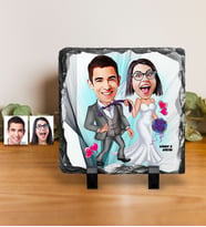 BK Gift Kişiye Özel Gelin Damat Karikatürlü Dekoratif Doğal Taş  6