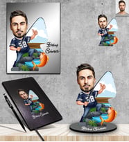 Kişiye Özel Balıkçı Karikatürlü 5 li Hediye Seti Bay-4
