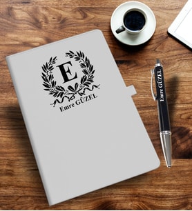 Kişiye Özel Harf Tasarımlı  İsme Özel Defter ve Kalem