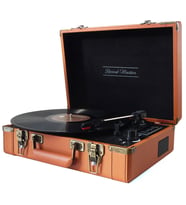 RECORD MASTER T317UB  Retro Pikap - KAHVERENGİ - Bluetooth + Şarj Edilebilir + Tüm Plaklar İle Uyumlu