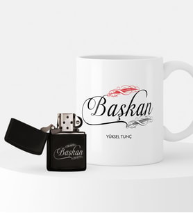 BK Gift Kişiye Özel Başkan Çakmak ve Kupa Seti