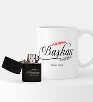 BK Gift Kişiye Özel Başkan Çakmak ve Kupa Seti
