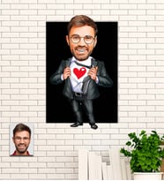 Kişiye Özel Aşk Adamı  Karikatür Ahşap Tablo