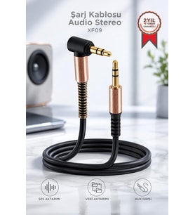 Torima Şarj Kablosu Audio Stereo 3.5 Aux Kablo XF09 Siyah