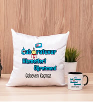 Laboratuvar Hizmetleri Kare Yastık ve Siyah Kupa Bardak