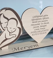 Kişiye Özel Anneler Günü Ahşap Hediyelik (Krem)