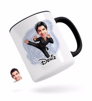 BK Gift Kişiye Özel Erkek Karateci Karikatürlü Siyah Kupa Bardak-1