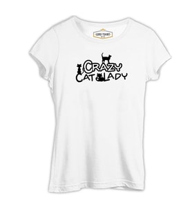 Cat Lady Beyaz Kadın Tshirt