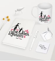 BK Gift Kişiye Özel Annem ve Ben Beyaz Defter Kalem Kupa Ayna Seti (Model 1)