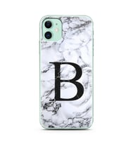 Iphone 11 Beyaz Mermer Harf Tasarımlı Telefon Kılıfı B-Harfi 