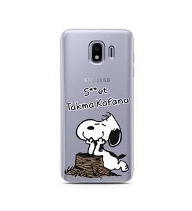 Snoopy Tasarımlı Süper Şeffaf Silikon Telefon Kılıfı Samsung J4