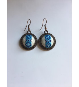 Yöresel Motif Işlemeli Küpe ( Kanaviçe ) (Bakır)