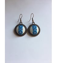 Yöresel Motif Işlemeli Küpe ( Kanaviçe ) (Bakır)