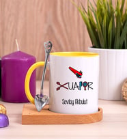 Bayan Kuaförü Ahşap Altlıklı Sarı Kupa Bardak