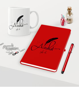 BK Gift Kişiye Özel Avukat Temalı Kırmızı Defter Kalem Kupa Seti - 6 (Model 1)