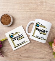İnşaat Teknikeri Beyaz Kupa Bardak Ve Bardak Altlığı Seti