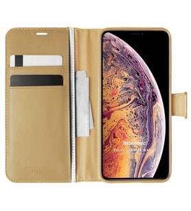 Microsonic Apple iPhone XS Max Kılıf Delux Leather Wallet Gold