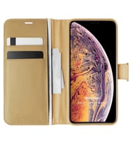 Microsonic Apple iPhone XS Max Kılıf Delux Leather Wallet Gold