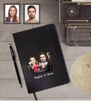 Kişiye Özel Sevgili Karikatürlü Siyah Defter Kalem Hediye Seti Model 18