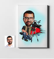 BK Gift Kişiye Özel Bay Profesyonel Fotoğrafçı Karikatür Kanvas Tablo 50x70cm 1