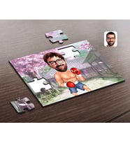 BK Gift Kişiye Özel Erkek Boksör Karikatürlü Ahşap Puzzle-1