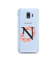 Pembe Çiçekli Harf Tasarım Süper Şeffaf Silikon Telefon Kılıfı Samsung J2 Pro (2