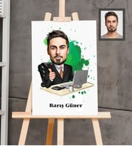 Kişiye Özel Patron Karikatürlü  Ahşap Tablo 30x47 Bay-27