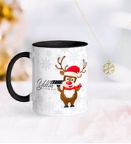 BK Gift Kişiye Özel Yılbaşı Mutlu Yıllar Siyah Kupa ve Kar Tanesi Kolye-11 (Model 1)