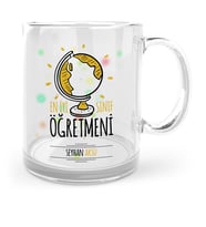 BK Gift Kişiye Özel En İyi Sınıf Öğretmeni Cam Kupa Bardak  4