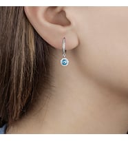 Afrodit Silver Nazar Boncuklu Tasarım Sallantılı Gümüş Küpe