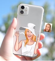 BK Gift Kişiye Özel Bayan Karikatürlü iPhone 11 İnce Şeffaf Silikon Telefon Kapağı-20 (Beyaz)