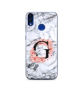 Mermer Çiçekli Harf Tasarım Süper Şeffaf Silikon Telefon Kılıfı Huawei Honor 8C 
