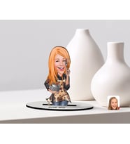 BK Gift Kişiye Özel Kadın Aşçı Karikatürlü Ahşap Biblo Model-2 (Beyaz)