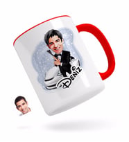 BK Gift Kişiye Özel Erkek Ajan Karikatürlü Kırmızı Kupa Bardak-1