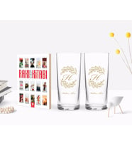 BK Gift Kişiye Özel Renkli Baskılı Baş Harf İsim Tasarımlı İkili Rakı Bardağı ve Rakı Cep Kitabı Hediye Seti-7 (Model 1)