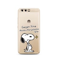 Snoopy Tasarımlı Süper Şeffaf Silikon Telefon Kılıfı Huawei P10 