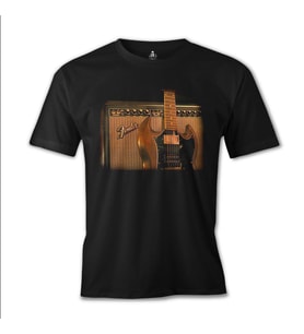 Gitar - Fender 2 Siyah Erkek Tshirt