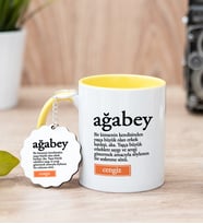 Ağabey Kelime Anlamı Sarı Kupa Bardak Ve Anahtarlık Set