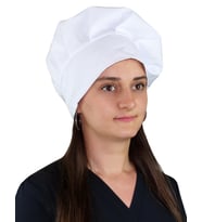DrMia Unisex Şef Aşçı Kep Aşçı Şapkası Mantar Kep  Alpaka Kumaş Beyaz