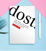 BK Gift Kişiye Özel Dost Temalı Beyaz Defter Kalem Seti