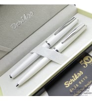 Scrikss 33 Beyaz Roller Kalem + Tükenmez Kalem Set  Scrikss Kalem  İsme Özel Kalem  Hediyelik Kalem