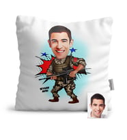 BK Gift Kişiye Özel Asker Karikatür  Yastık  1